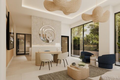 Reception at Ocean Blue, a beachfront condo development in Paynes Bay, St James, Barbados
