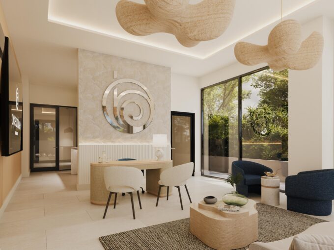 Reception at Ocean Blue, a beachfront condo development in Paynes Bay, St James, Barbados