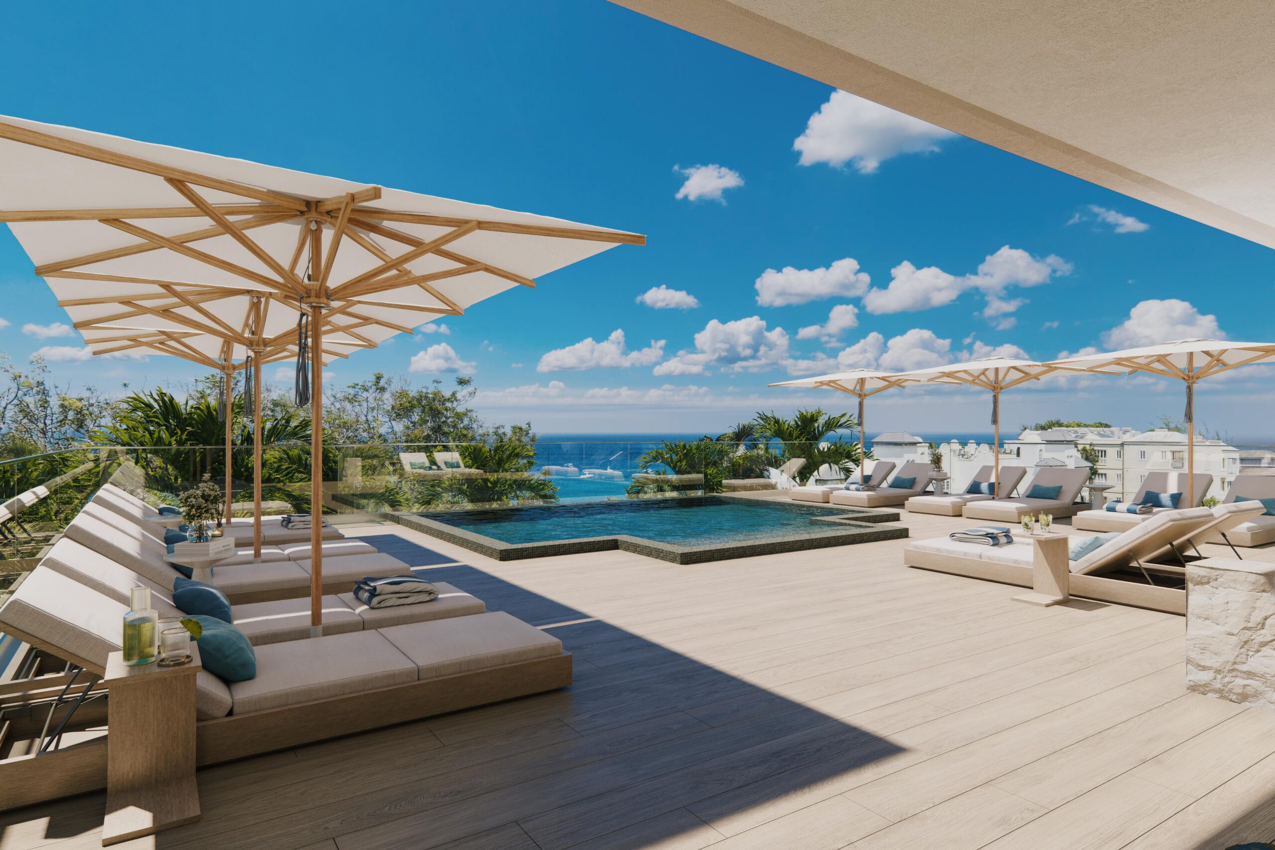 Terrace swimming pool at Ocean Blue, Paynes Bay, St James