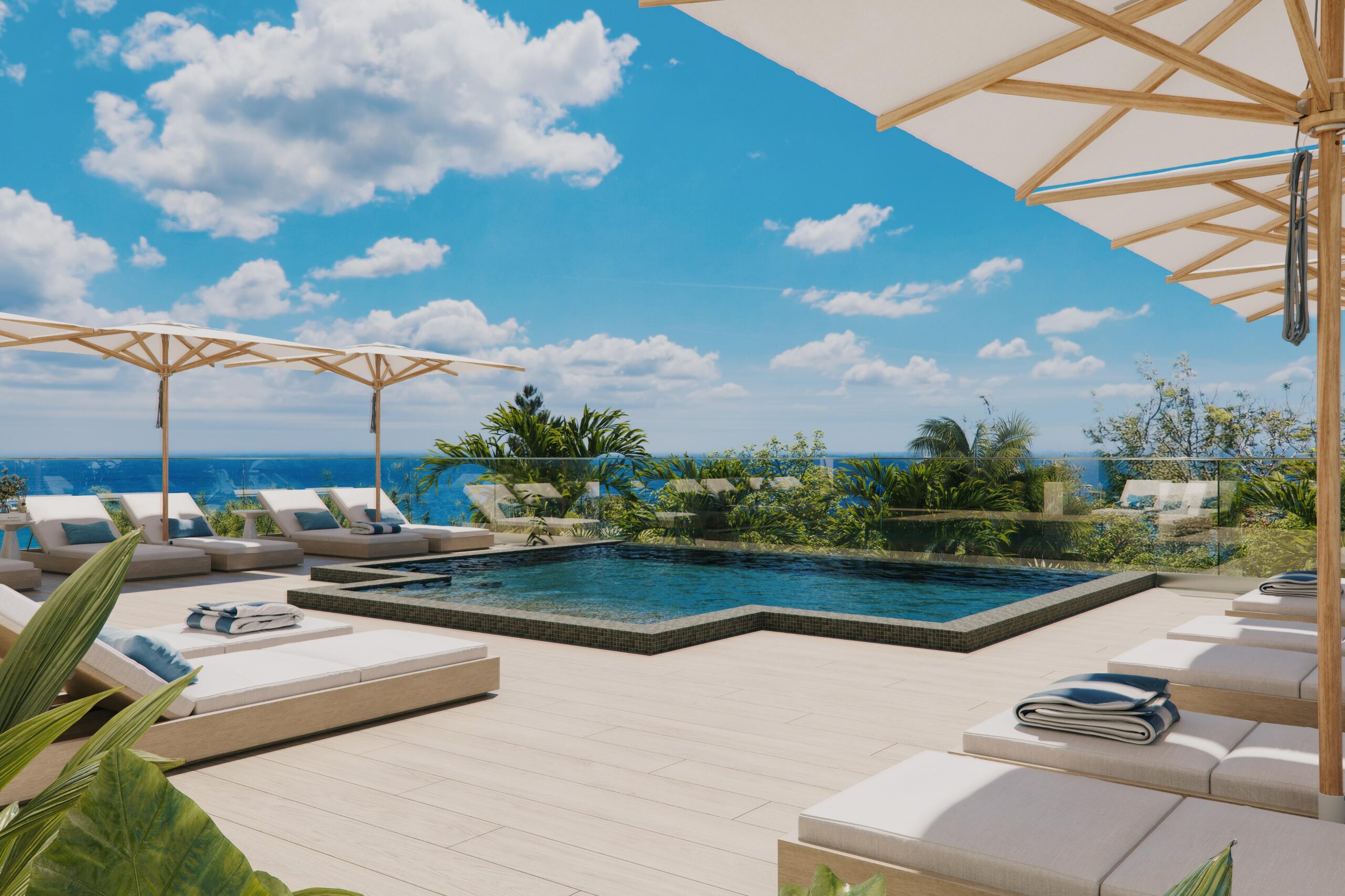 Terrace swimming pool at Ocean Blue, Paynes Bay, St James