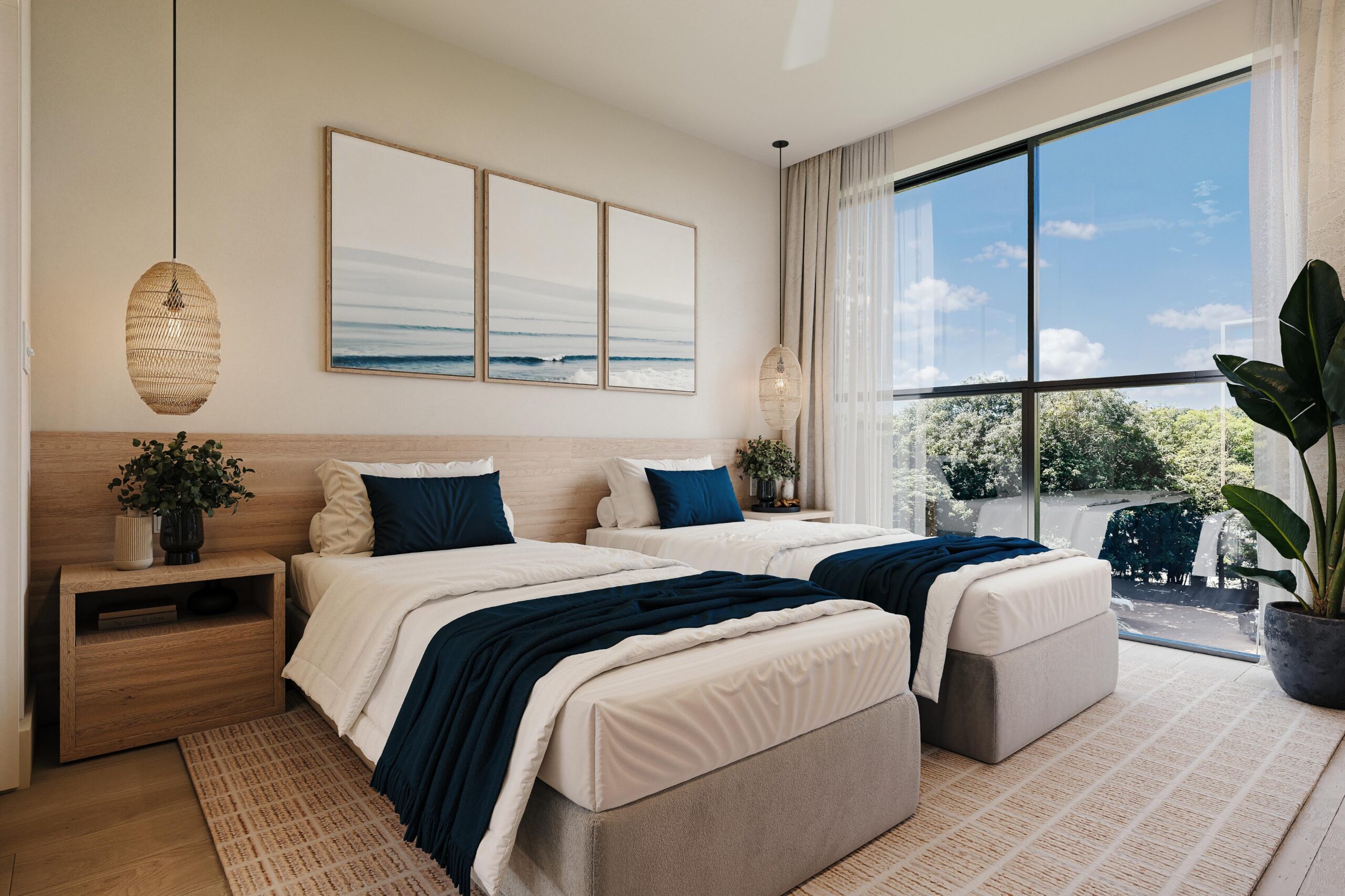 Two-bedroom condo second bedroom at Ocean Blue, Paynes Bay, St James