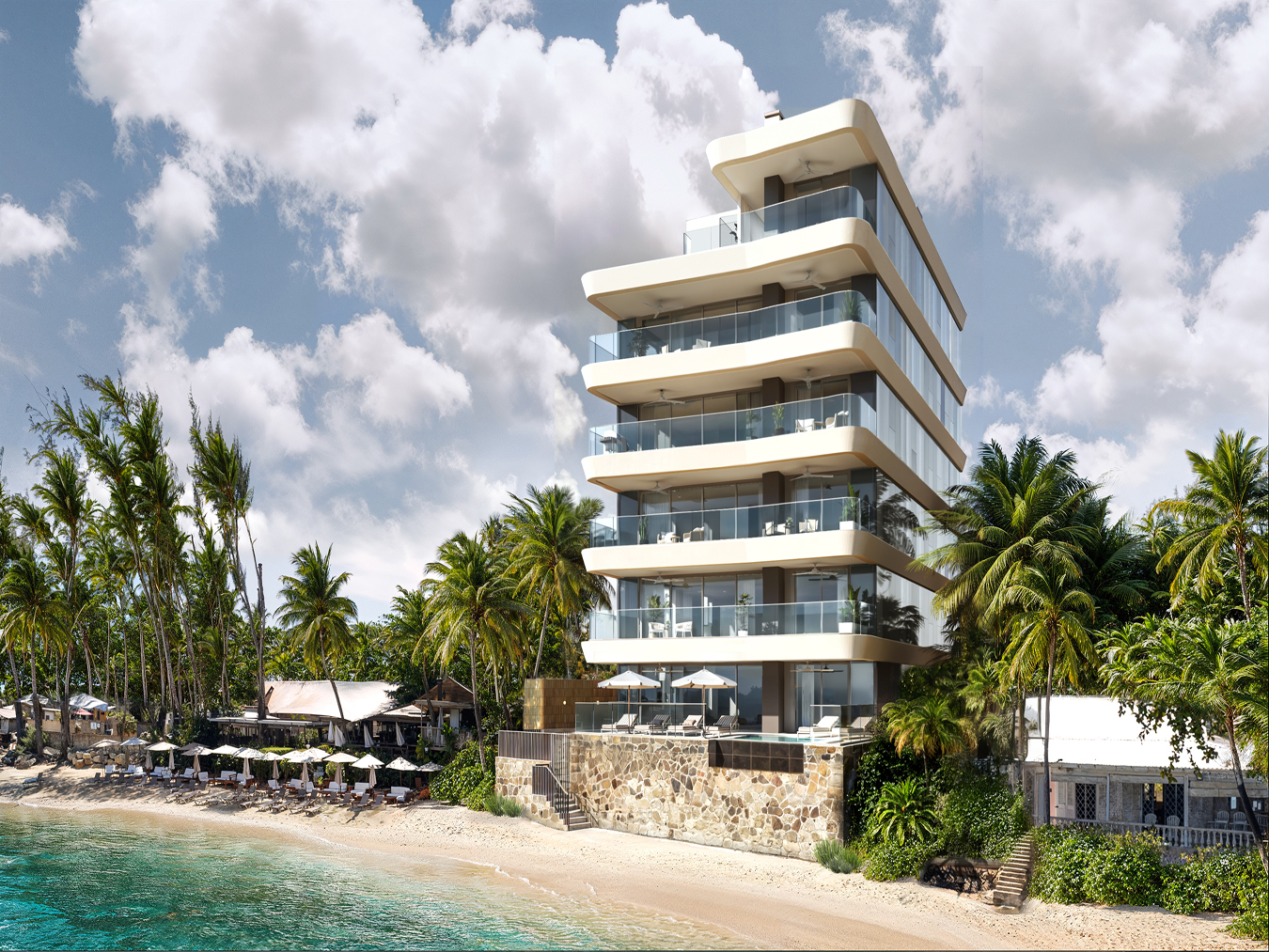 Exterior of Beyond, a new beachfront home for sale at Mullins Bay, St Peter, Barbados