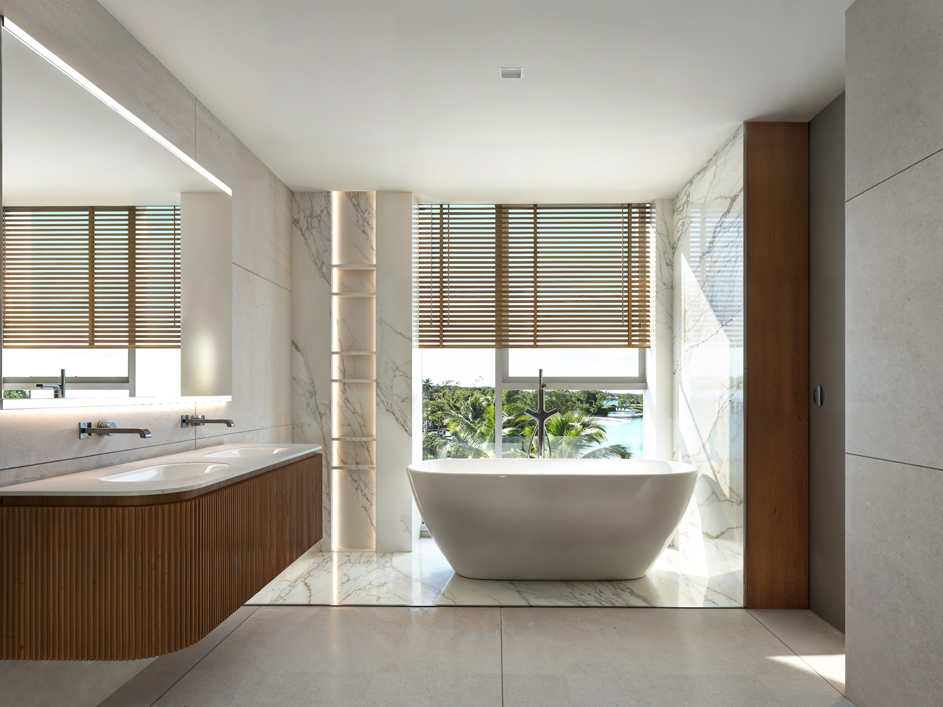 En-suite bathroom with freestanding tub at Beyond, Mullins Bay, St Peter