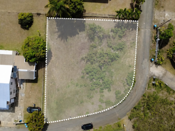 Aerial view of Lot 56 St. Silas Heights, a residential land plot for sale in St James, Barbados, with the boundary outlined