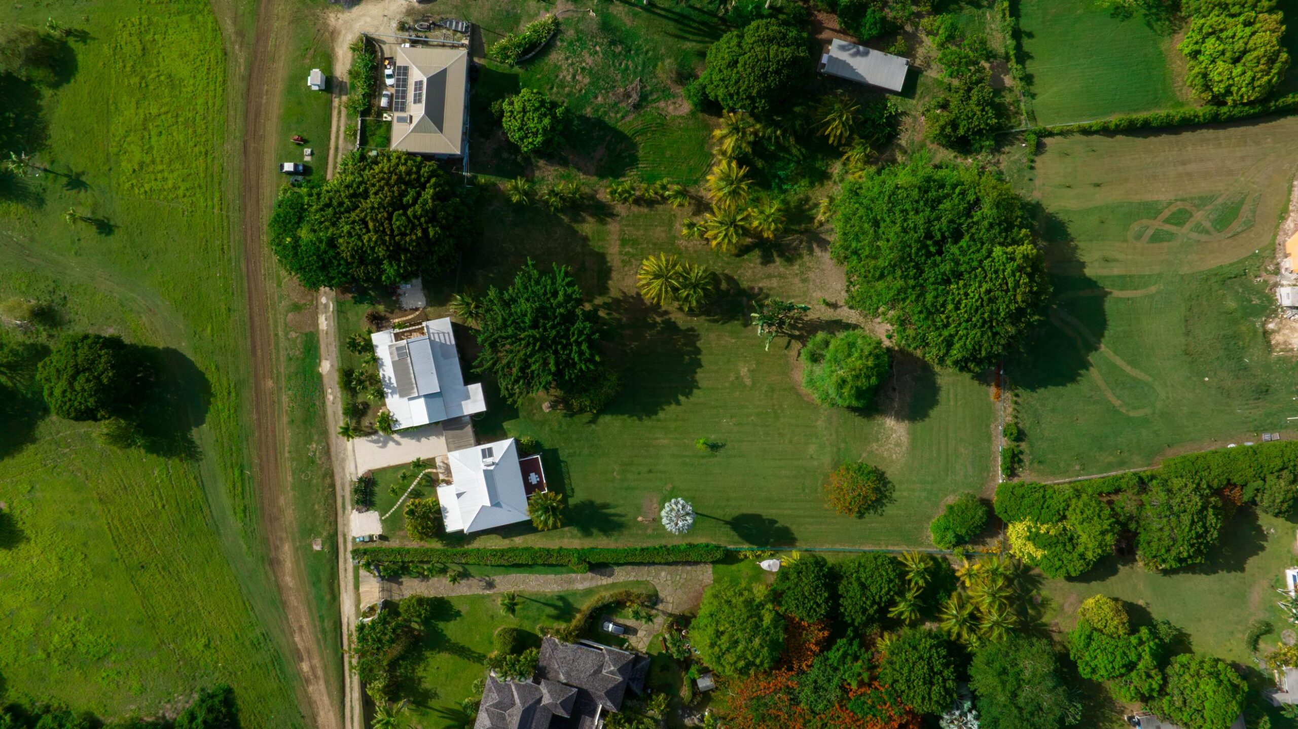 Aerial view of the 39 Blowers property and its 2-acre grounds in St James, Barbados