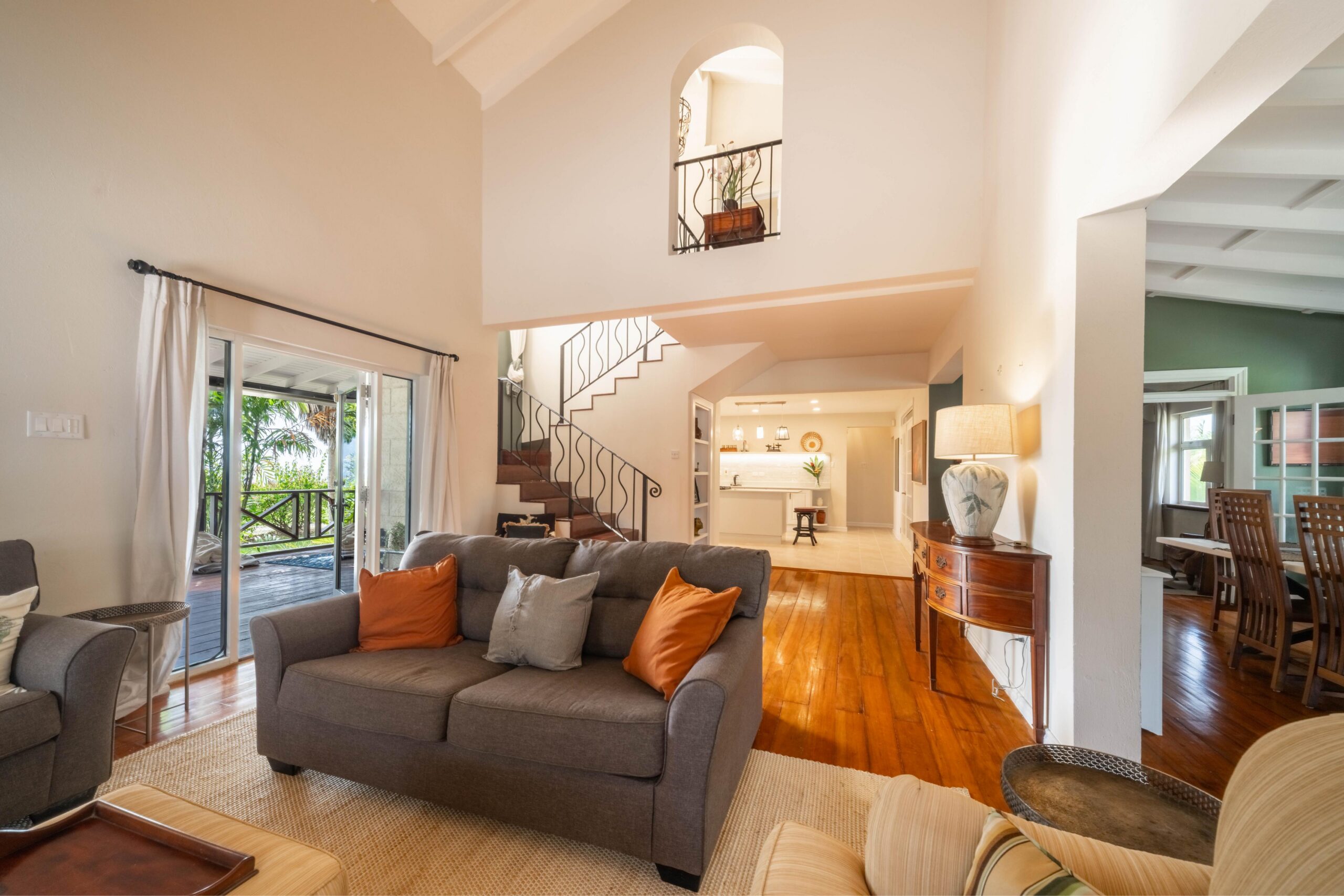 Living room opening to the staircase at 39 Blowers, St James