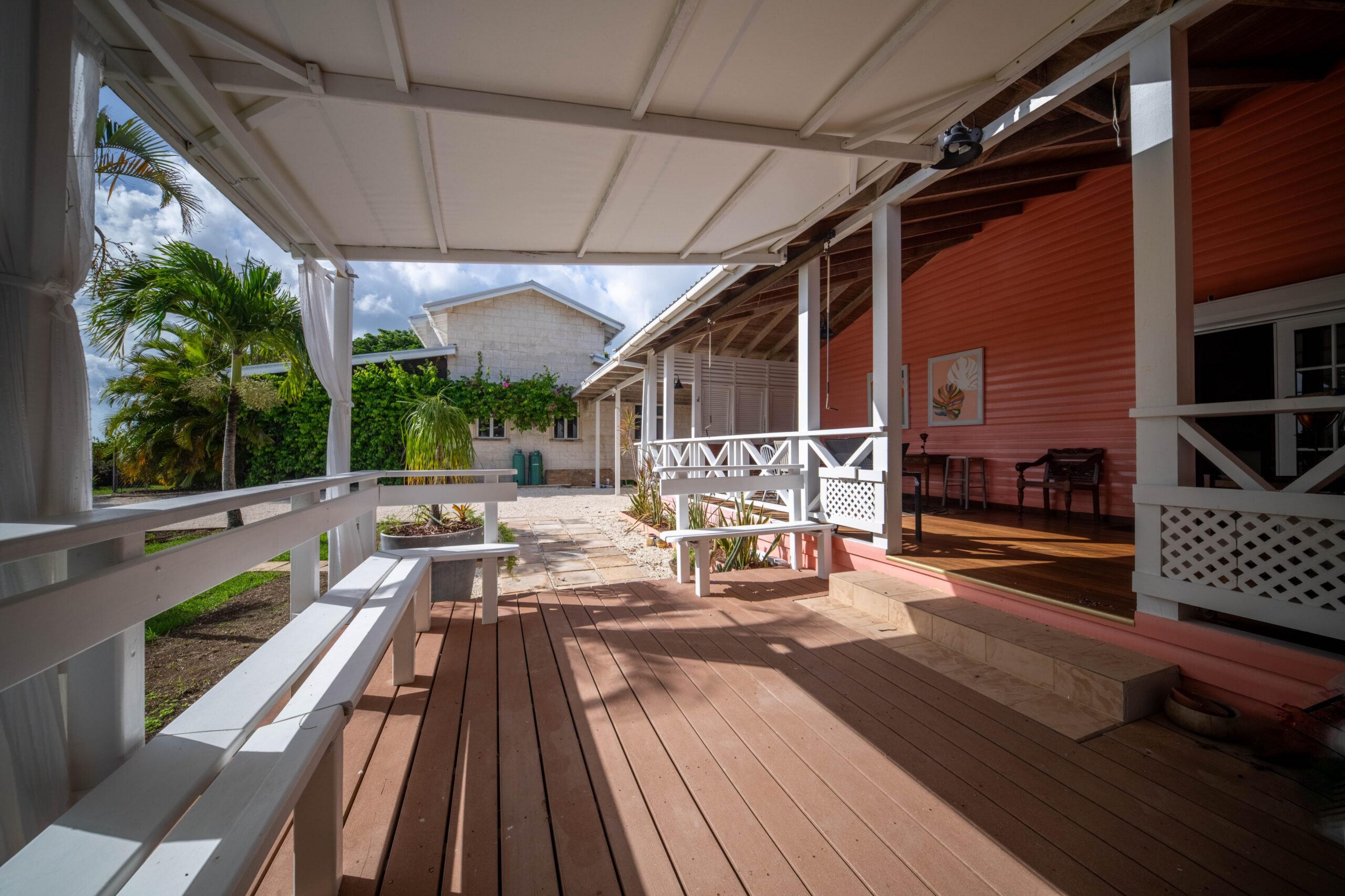 Covered veranda of the guest cottage at 39 Blowers, St James