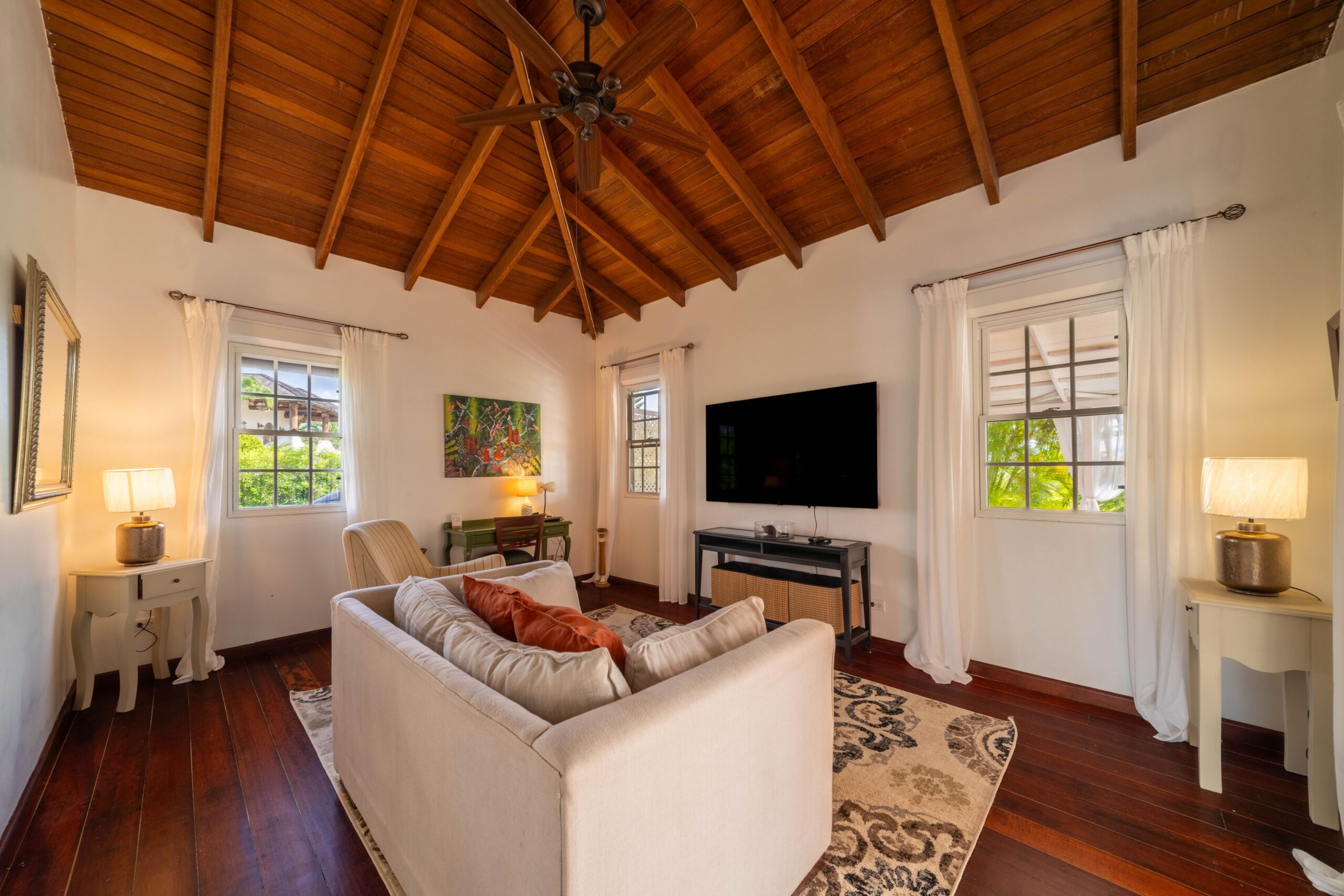 Living room in the guest cottage at 39 Blowers, St James