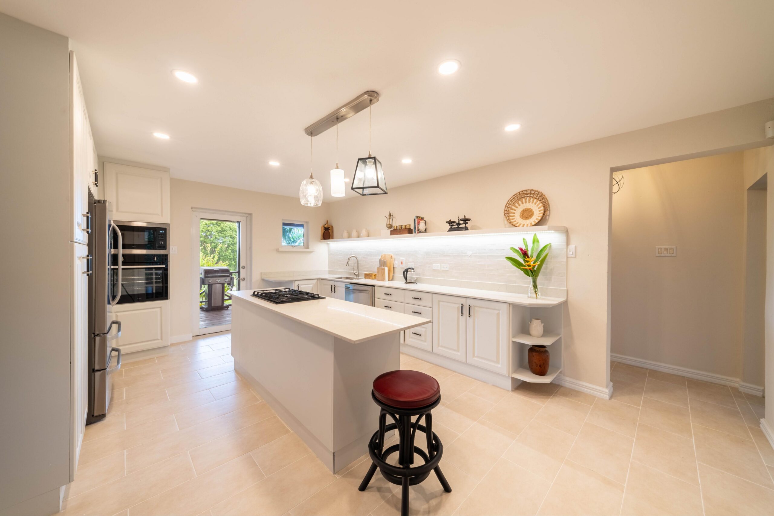 Kitchen with island at 39 Blowers, St James