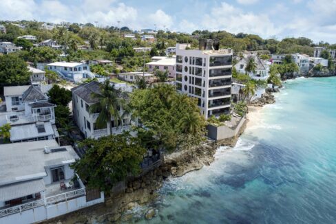 Aerial view of Dolce Vita and the Batts Rock coastline, west coast of Barbados