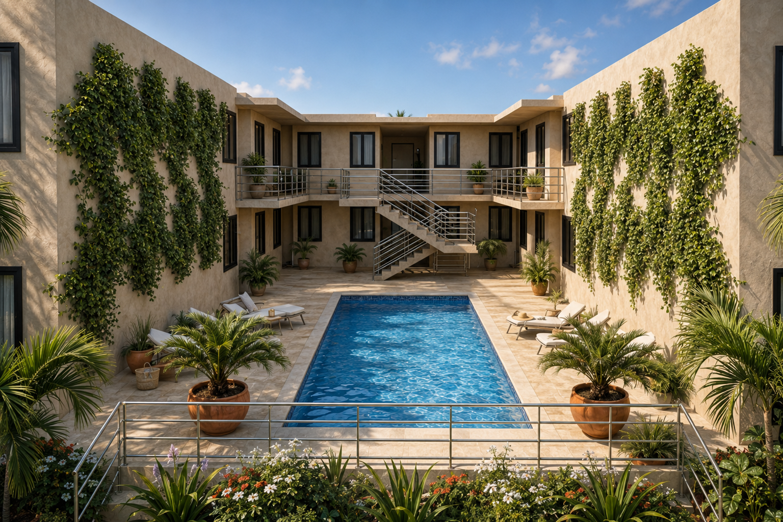 Courtyard swimming pool at Lily Villas, Sunset Crest, St James