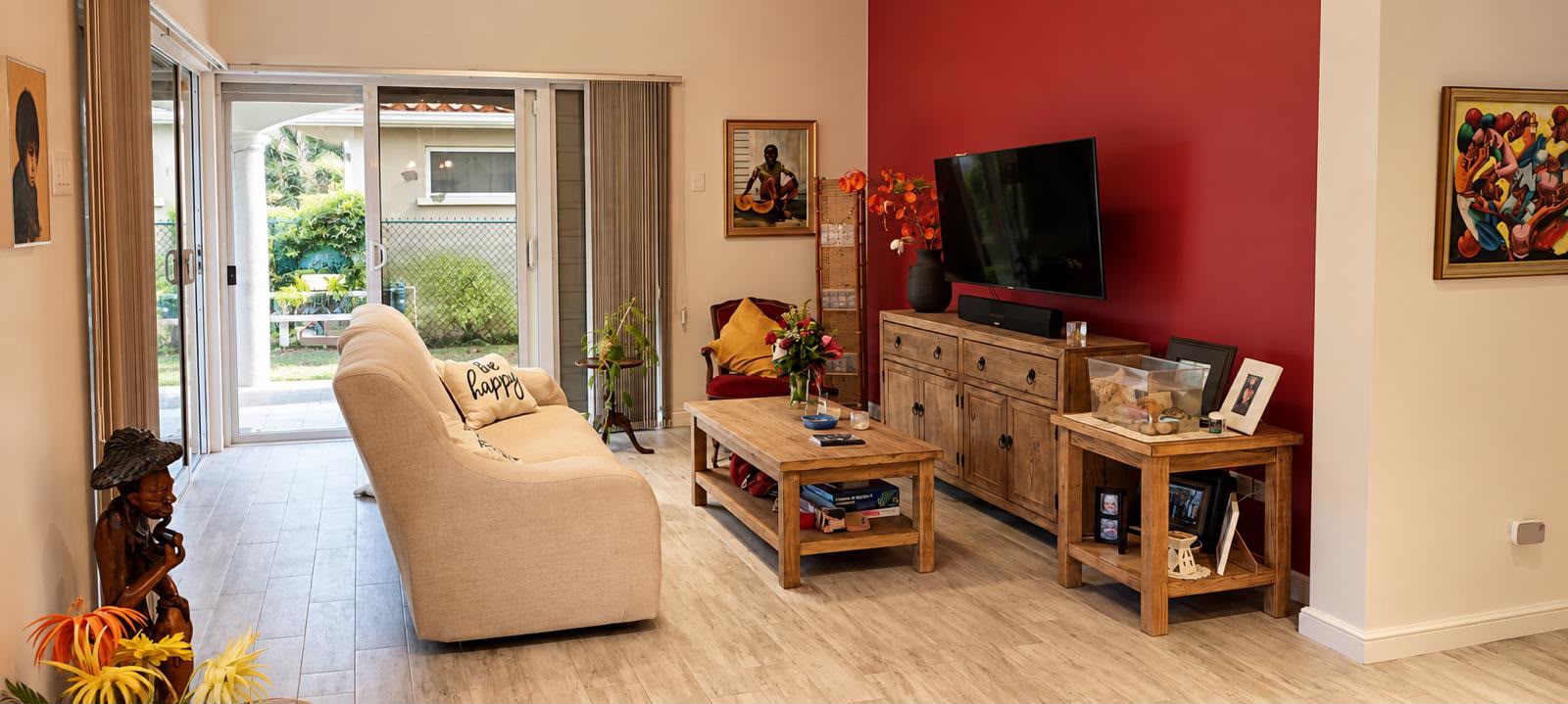 Living room with TV at Morningstar, The Palms, St George