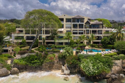 Aerial view of the Sandy Cove beachfront development, St James