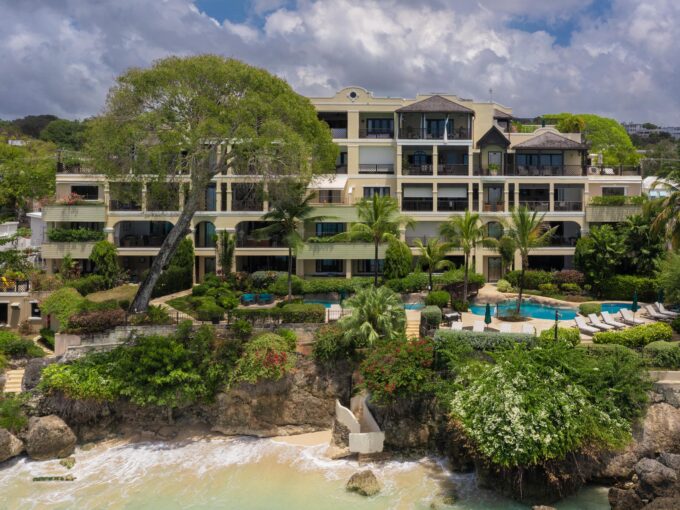 Aerial view of the Sandy Cove beachfront development, St James