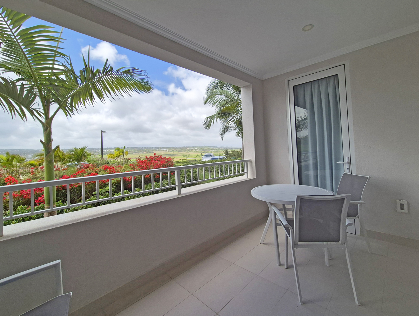 Balcony with valley views and bistro seating at The Estates at St. George M102, St George