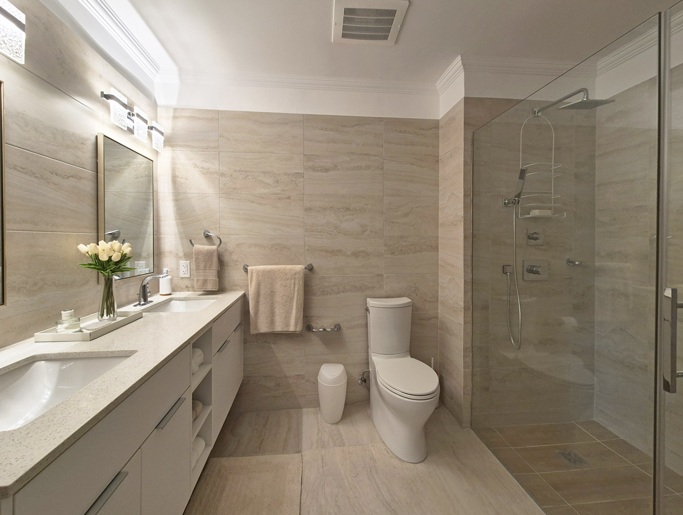 Bathroom with vanity and walk-in shower at The Estates at St. George M102, St George
