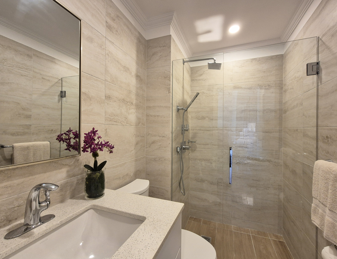 Bathroom with a walk-in shower at The Estates at St. George M102, St George