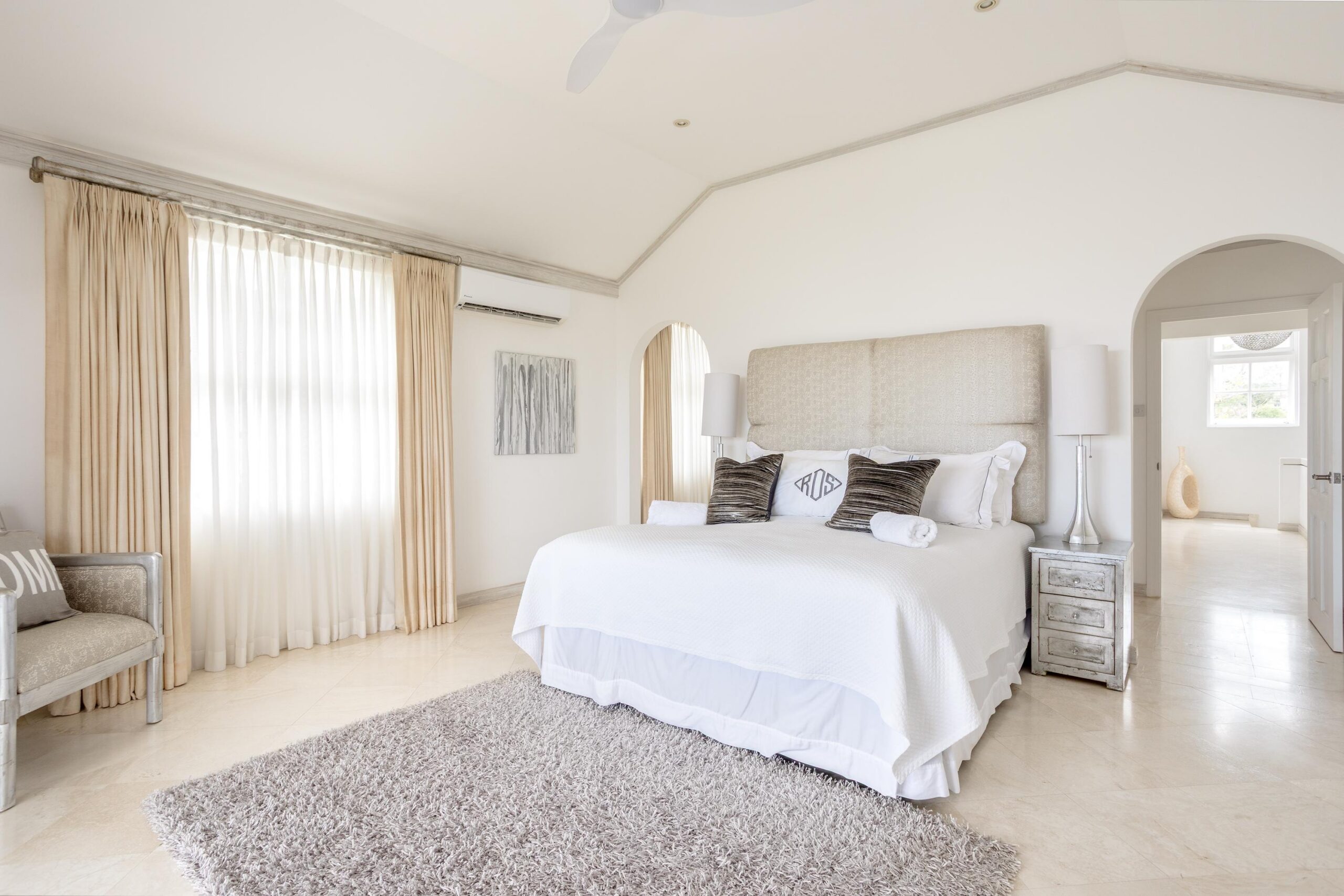 En-suite bedroom at Escape 2 Tamarind Row townhouse, Sugar Hill, Barbados