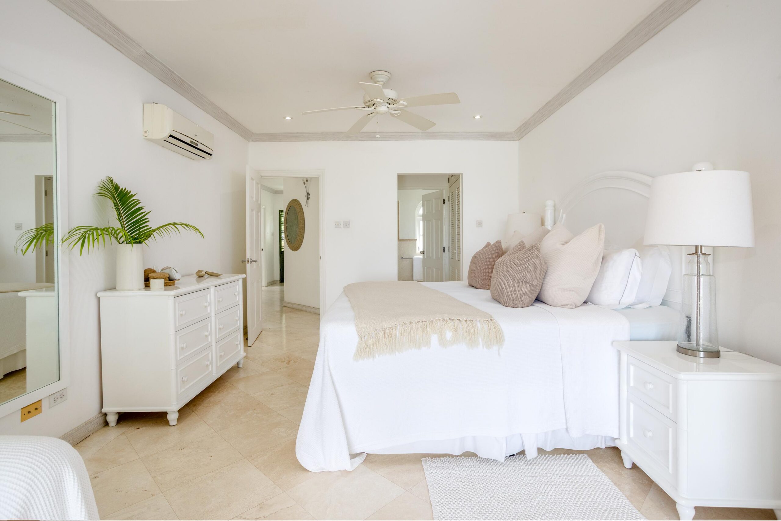 Master bedroom with air conditioning at Escape 2 Tamarind Row, Sugar Hill, St. James
