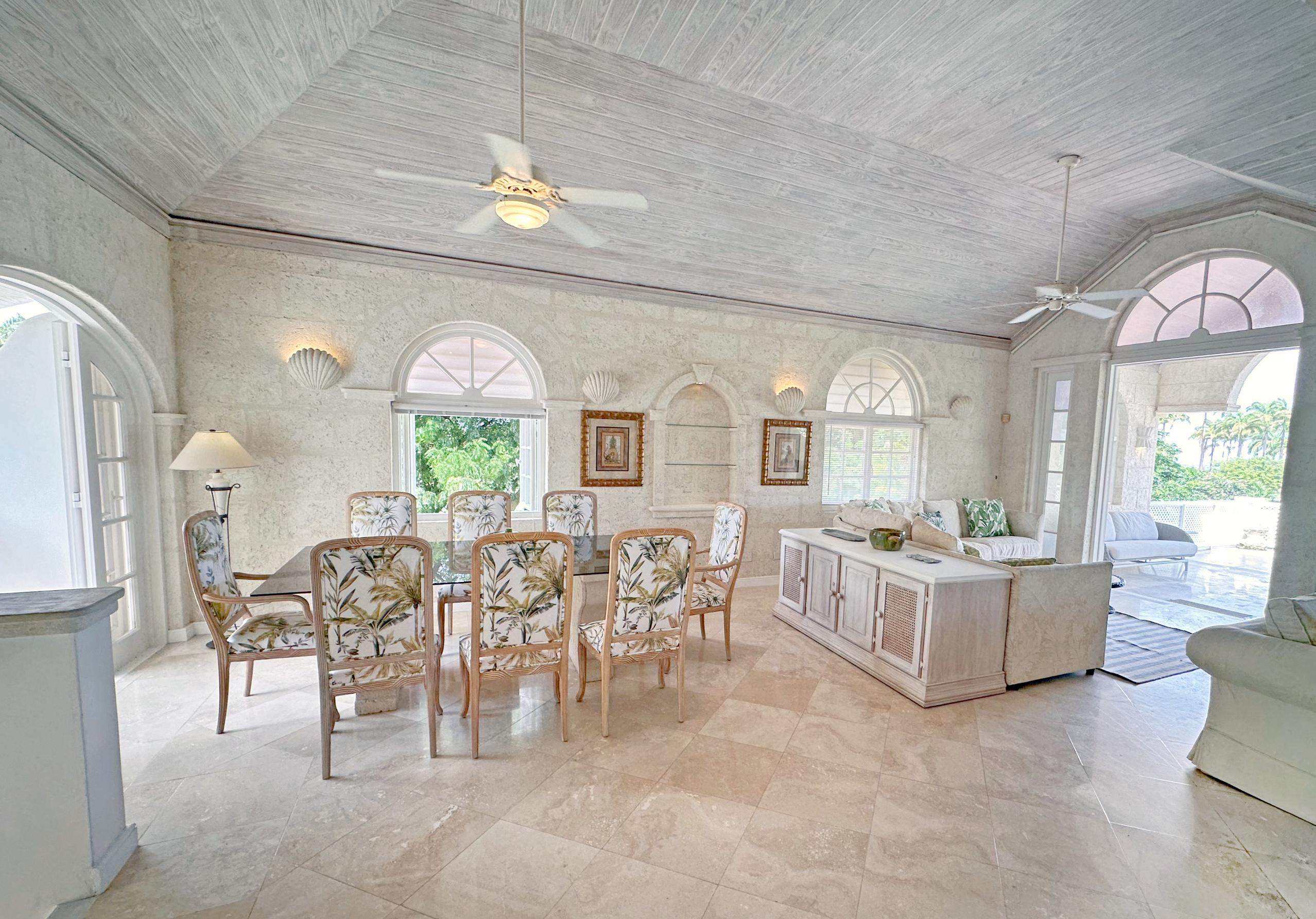 Open-plan dining and living area at Forest Hills 6, Royal Westmoreland, Barbados