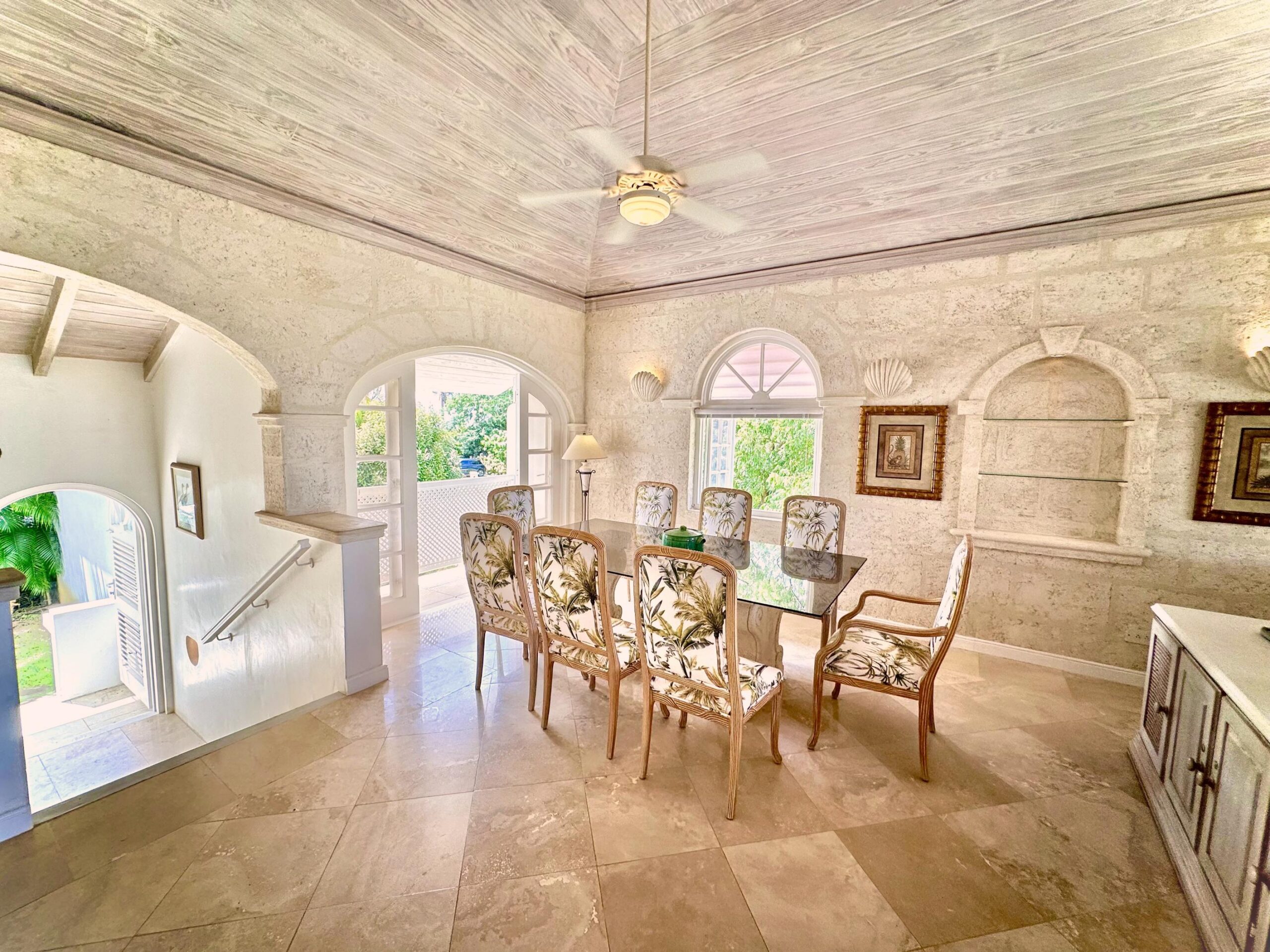 Dining area with arched windows at Forest Hills 6, Royal Westmoreland, St. James