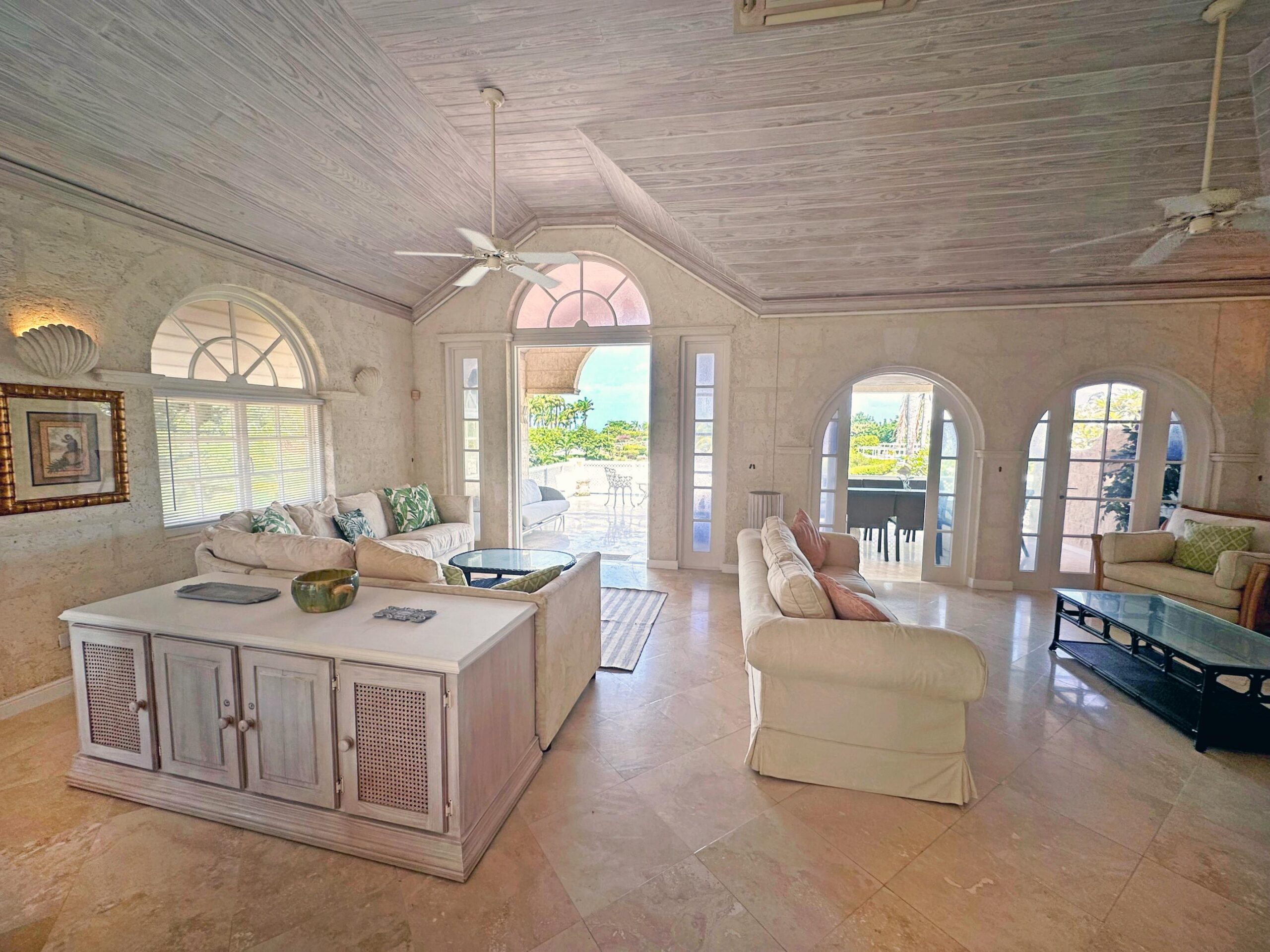 Open-plan living and kitchen island at Forest Hills 6, Royal Westmoreland, St. James
