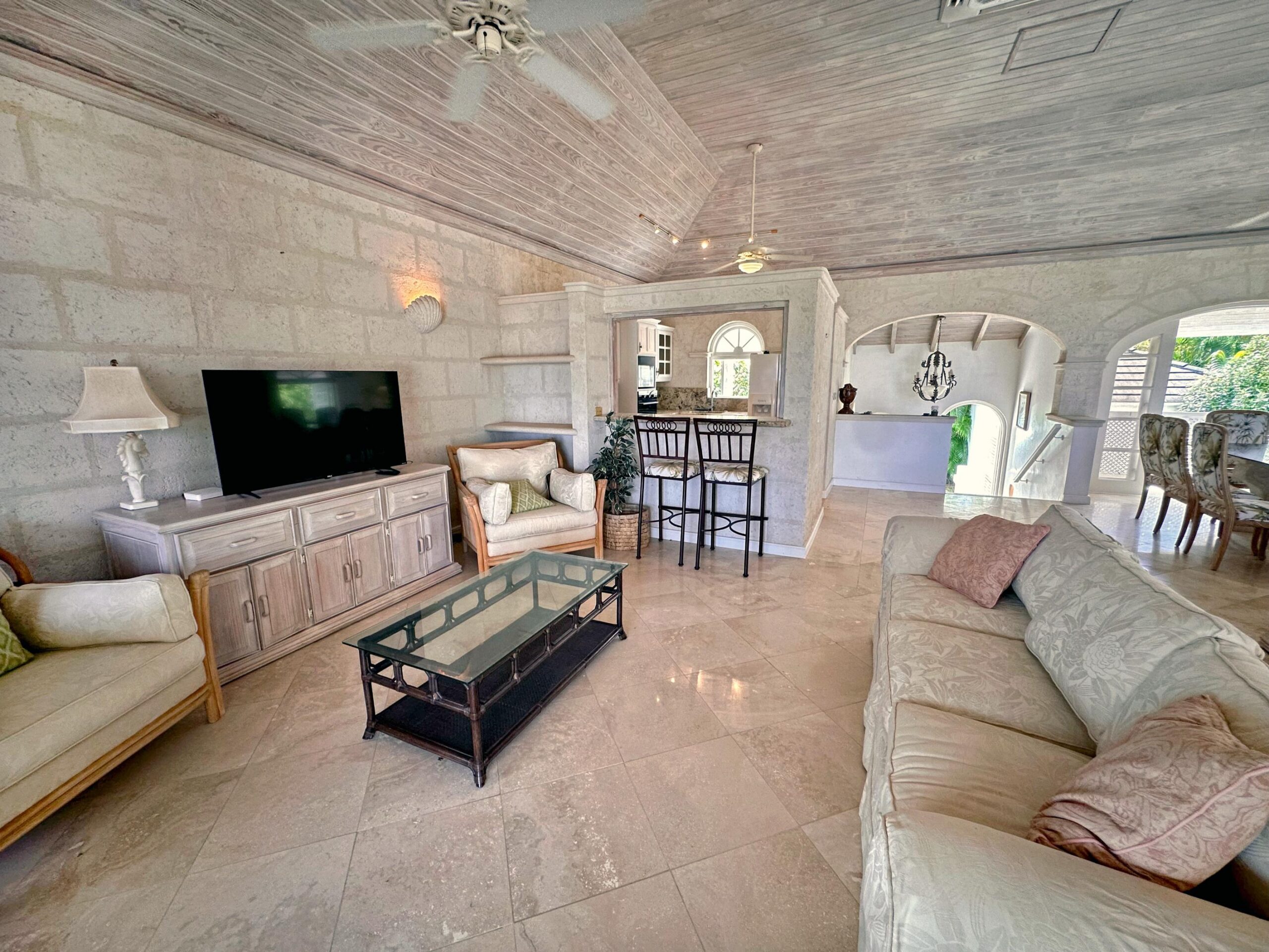 Living area with media unit at Forest Hills 6, Royal Westmoreland, St. James